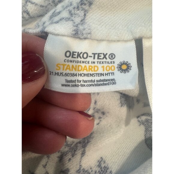 Lands End Womens Flannel Blue White Wildlife Tunic Shirt L 14-16 100% Cotton - Picture 7 of 15